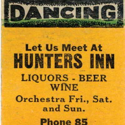 Hunters Inn matchbook cover (Fred Hollister)
