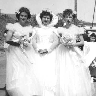 Holy Ghost Fesitival Queen Mary Ann Pavon and attendants 1953 (Prather)