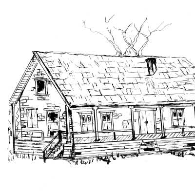 Line drawing of Martinez Adobe