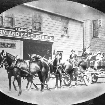 F.D. Walton Livery:fish eye (Ramos): This was the first horse-drawn taxi service in Pinole. It was located on Tennent Avenue between San Pablo Avenue and Fernandez Park.