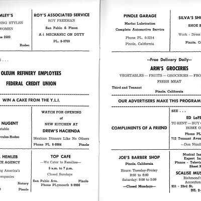 Ads from Pinole-Hercules Youth Memorial Building book 1955 #2