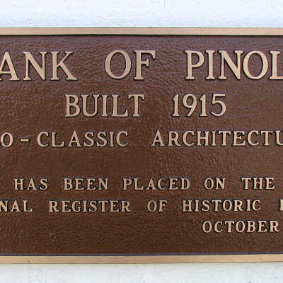 Bank of Pinole National Register plaque: Plaque marking the Bank of Pinole architecture and historical places.