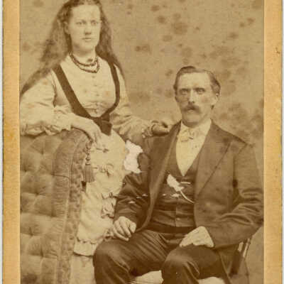 Christ and Christina (Margaretta Meyer)Ellerhorst wedding Nov. 14, 1872 : Wedding portrait of Christina and C. H. Ellerhorst, November 14, 1872.
