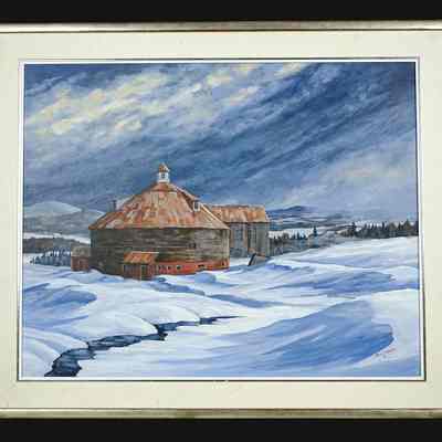 The Round Barn of Mansonville - Painting / La grange ronde de Mansonville - Peinture