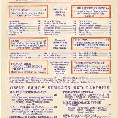 Soda Fountain Menu / Fountain Specials