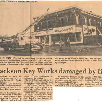"Jackson Key Works damaged by fire"