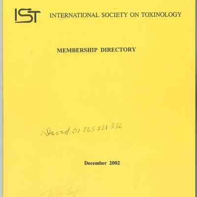 International Society on Toxicology Membership Directory