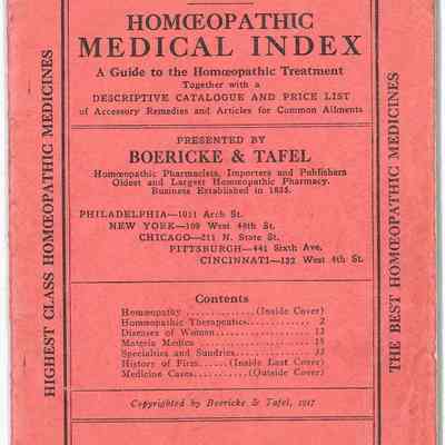 Homœopathic Medical Index, Boericke & Tafel
