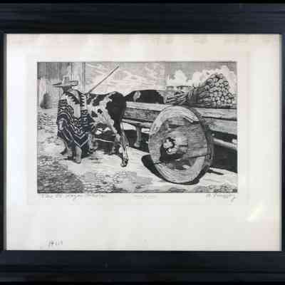 Ximenez, Alfredo (1903-2000) "The Ox Wagon, Mexico"