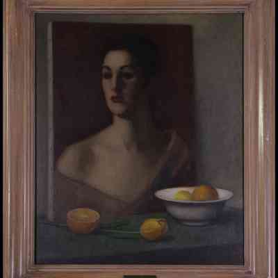 Cole, Thomas Casilear (1888-1976) "Still Life with Portrait"