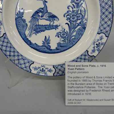 Plate with blue and white decoration