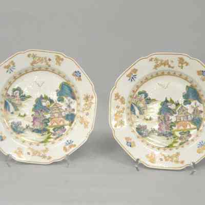Pair of Rose Canton Plates