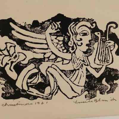 Christmas Card Print (Angel with harp)