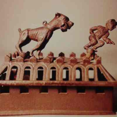 Boy and Bulldog Bank