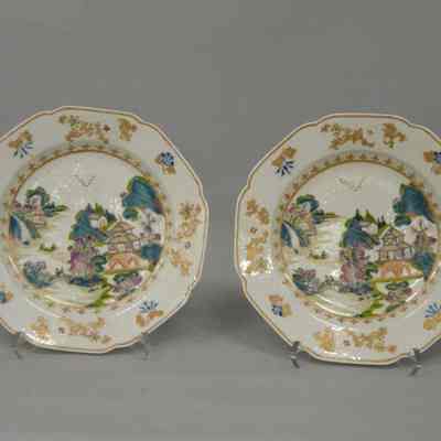 Pair of Rose Canton Plates