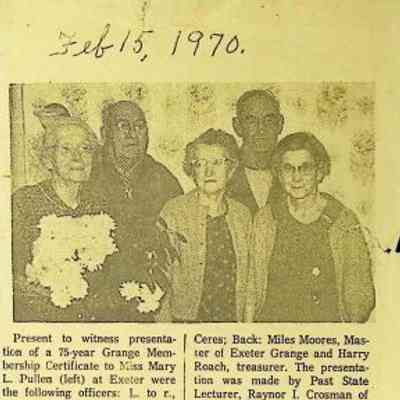 75-Year Grange Membership Certificate to Miss Mary L. Pullen