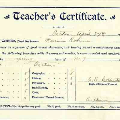 School No. 7, Teacher's Certificate 1907