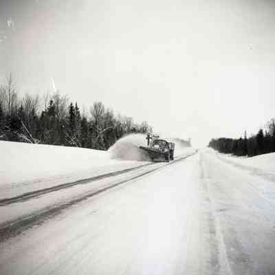 North Bay Hwy West of North Bay Snow Plough Scene