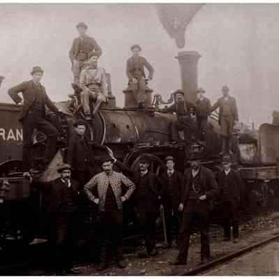 Engine Crew and Wrecked Locomotive