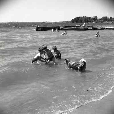Children with Dog in Water