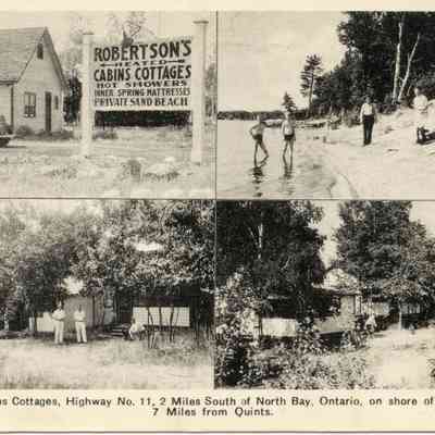 Robinson`s Cabins Cottages, Highway No 11, 2 Miles South of North Bay, Ontario, on shore of Lake Nipissing, 7 Miles from Quints.