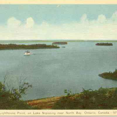 Steamer Near Lighthouse Point on Lake Nipissing