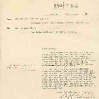 Letter from Officer I/C Estates O.M.F.C.