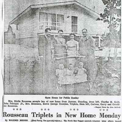 "Rousseau Triplets in New Home Monday"