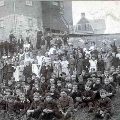 Children by Unidentified Building