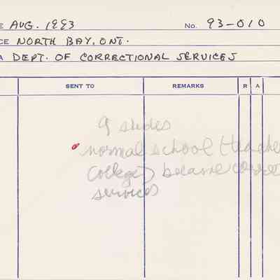 Dept. of Correctional Services - North Bay, ON