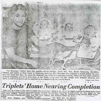"Triplets' Home Nearing Completion"