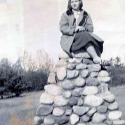 Woman Atop Monument to the Champlain Indian Trail