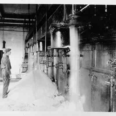 Man Standing at Sawdust Pile