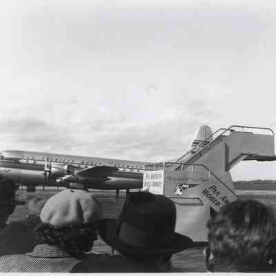 Pan American Airlines Plane with crowd watching
