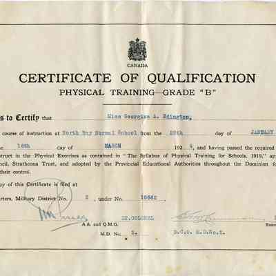 Normal School Certificate of Qualification for Physical Training