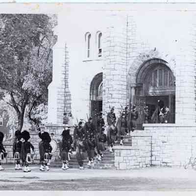 North Bay Pipes and Drums marching into the Pro Cathedral of the Assumption