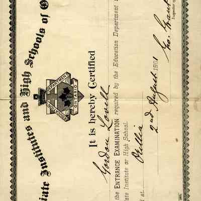 H. Gordon Lovell Certificate