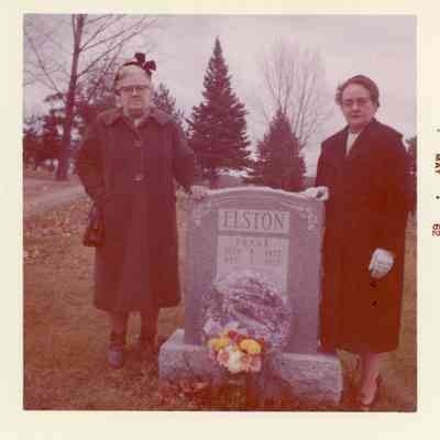 Kae Elston by Gravestone of Frank Elston