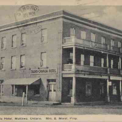Trans-Canada Hotel, Mattawa, Ontario. Mrs. B. Morel, Prop.