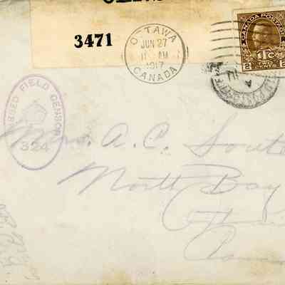 Envelope addressed to Mrs. Alexander Carr Souter