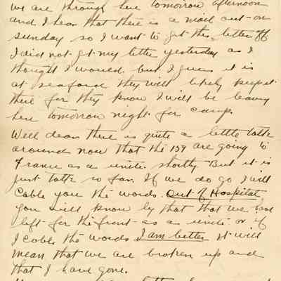 Letter from Alexander Carr Souter to his wife Flo