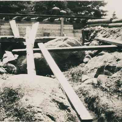 Sideview of Rail Track with Wooden Structure