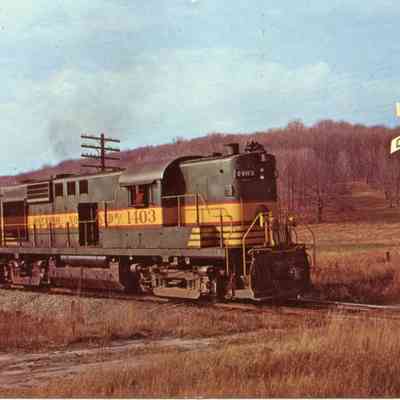 Ontario Northland Engine 1403. A Northbound Freight Leaves North Bay, Ontario for Temagami