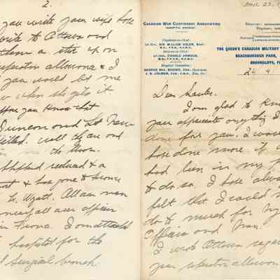 Letter on Queen's Canadian Military Hospital Stationary to Alexander C. Souter