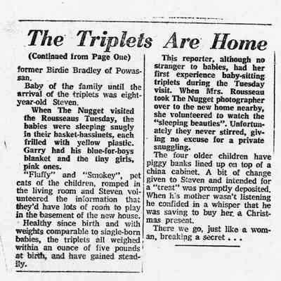 "The Triplets Are Home" Cont.
