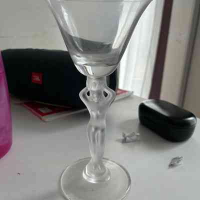 2.9.25c Vintage Bayel France Nude Stem Cocktail Glass – Frosted Figurine Stem