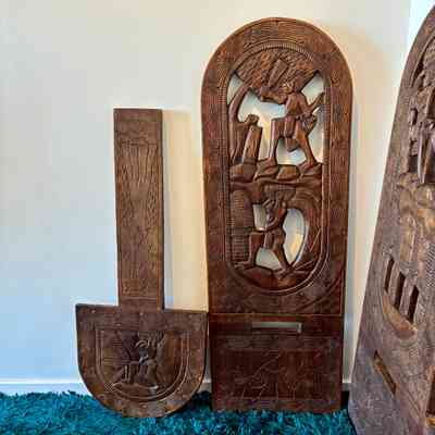 17.10.25a Pair of African Hand-Carved Birthing Chairs – West African Tribal Style