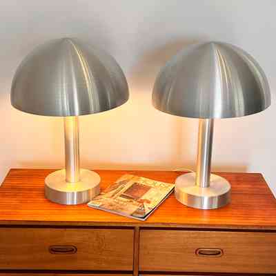 28.10.25b PAIR of Large Mid-Century 'Modernist Space Age' Lamps > Awarded NZ Designmark