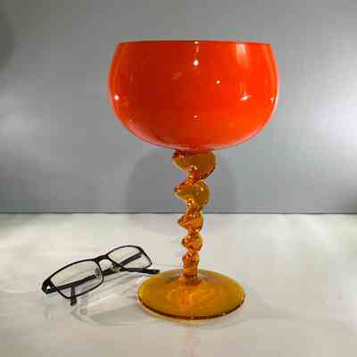 28.10.25c Large Vintage Empoli Italian Glass Vase – Vivid Orange