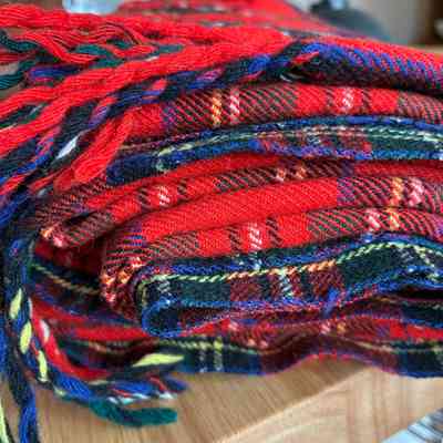 6.7.25a Vintage Wool Tartan Cloth/ Picnic Blanket – Stewart Royal Modern, Wool